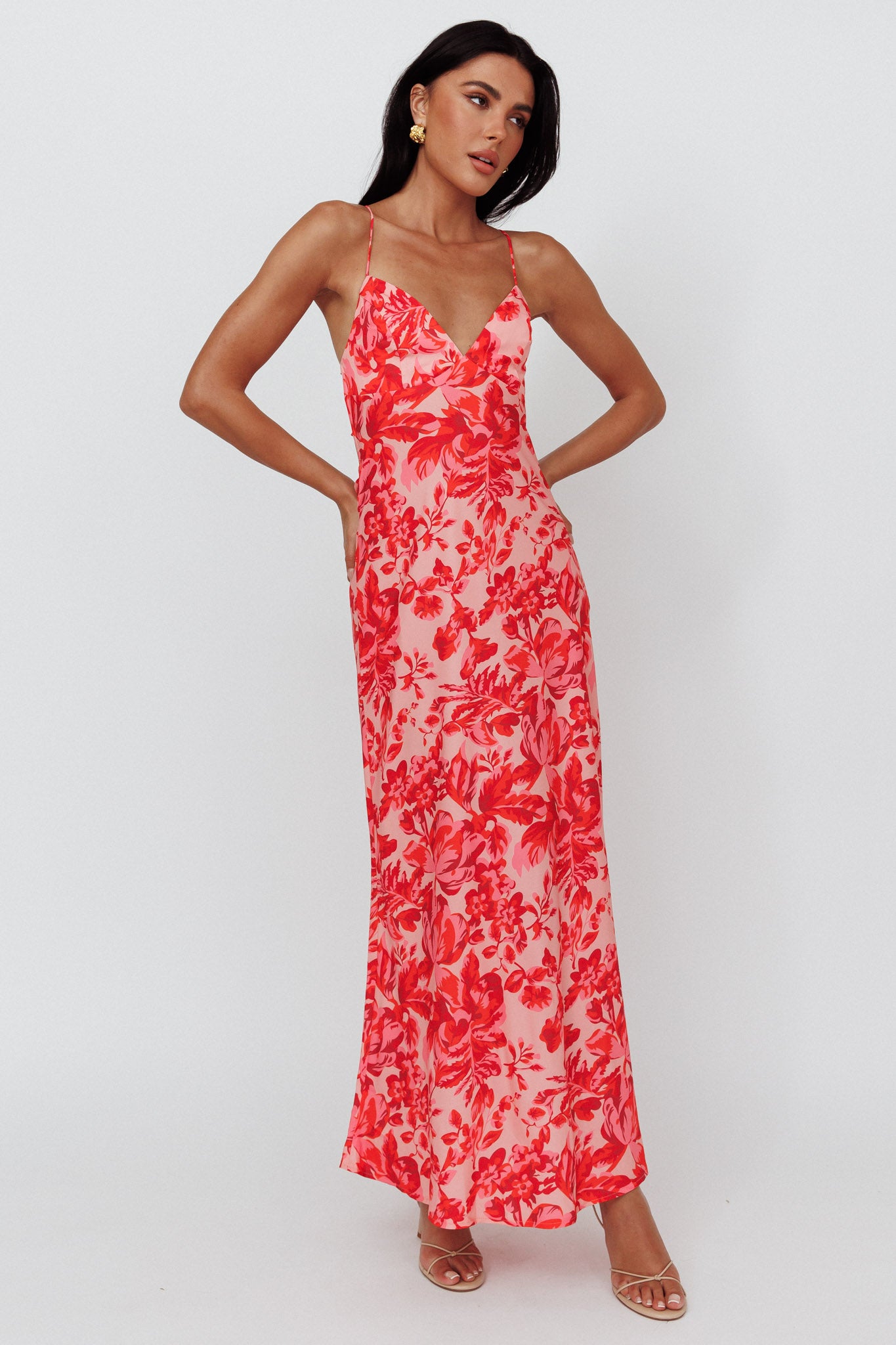 Shop the True Divine Strappy Back Maxi Dress Floral Fire | Selfie Leslie