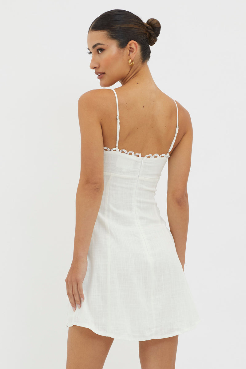 Shop the Chamberlain Scallop Trim Mini Dress White | Selfie Leslie