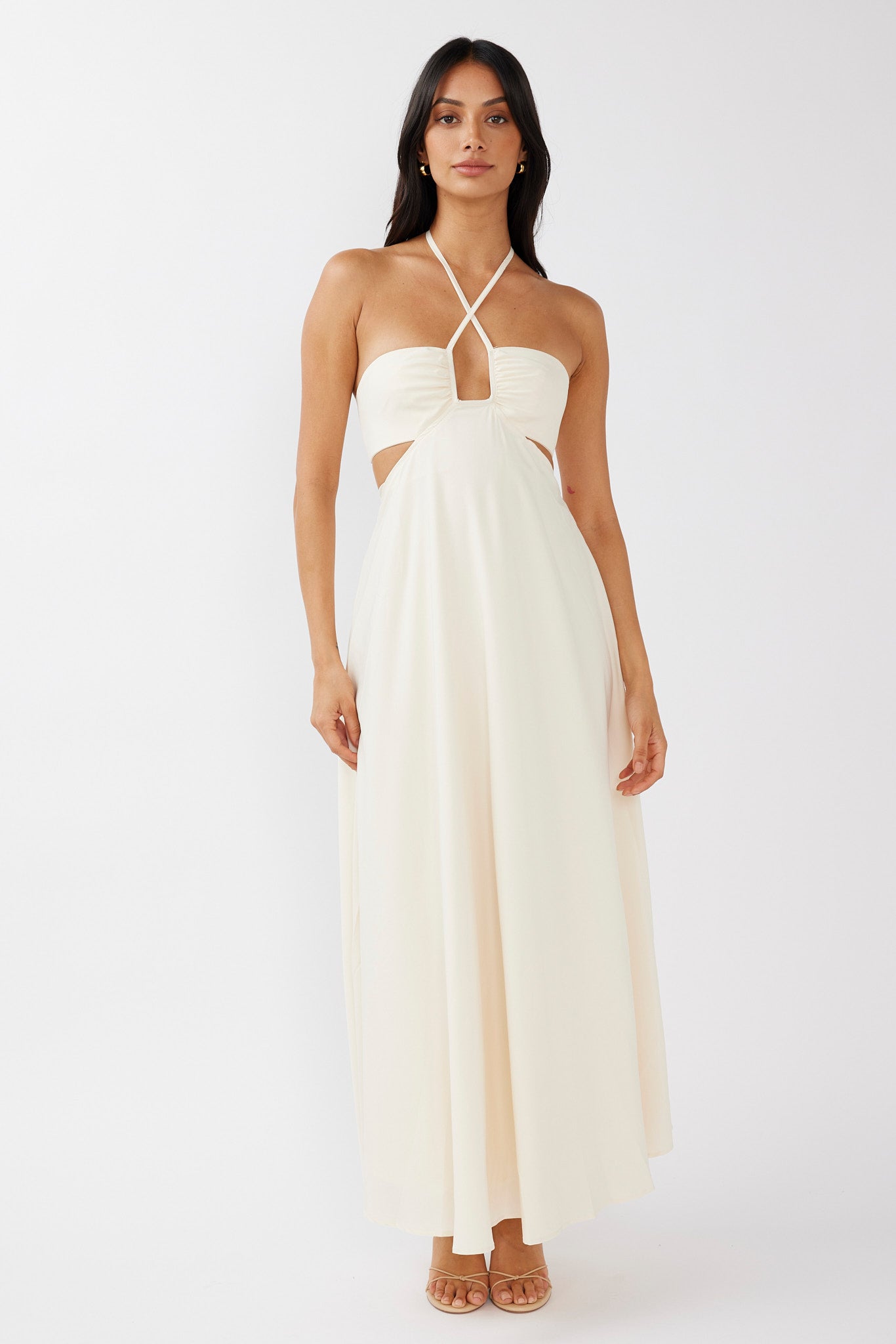 Shop the Onika Cut-Out Tied Back Maxi Dress Butter | Selfie Leslie