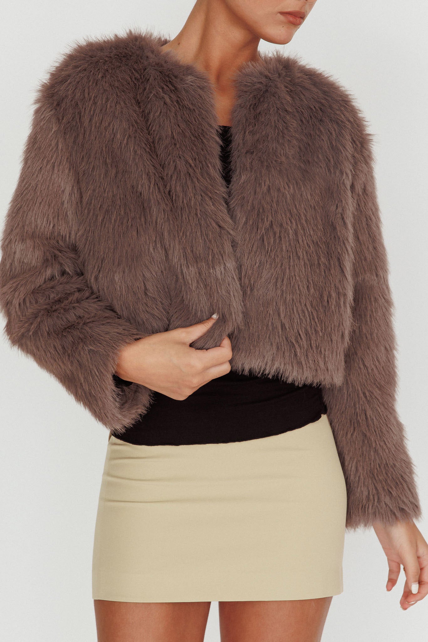 Faux fur coat on sale SMALL