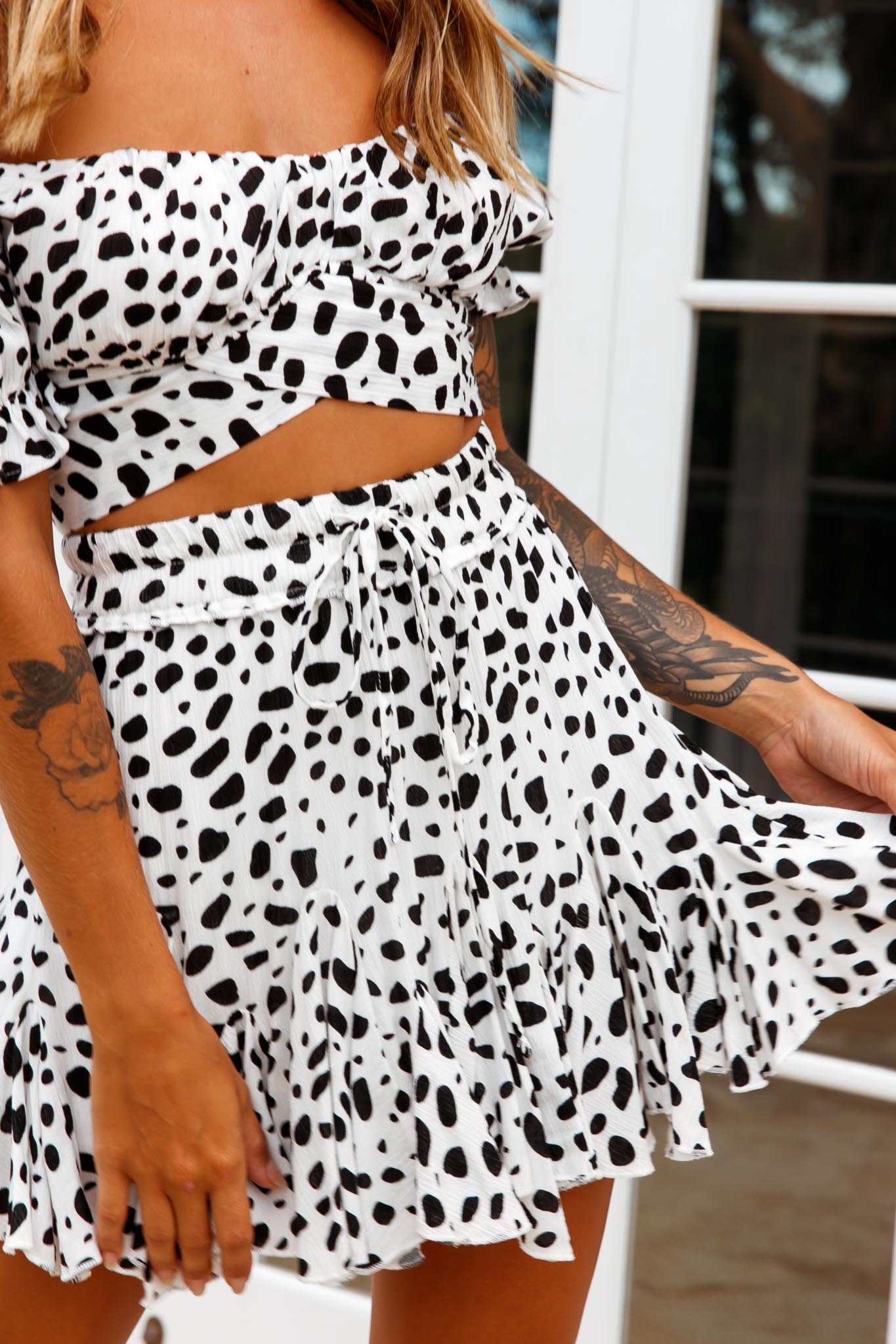 Black and 2025 white dalmatian skirt