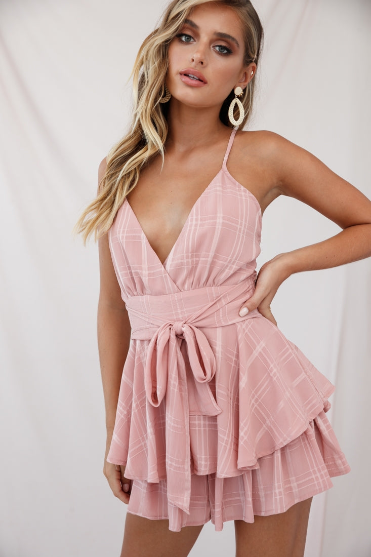 Yours Truly Corset Romper in Blush Pink