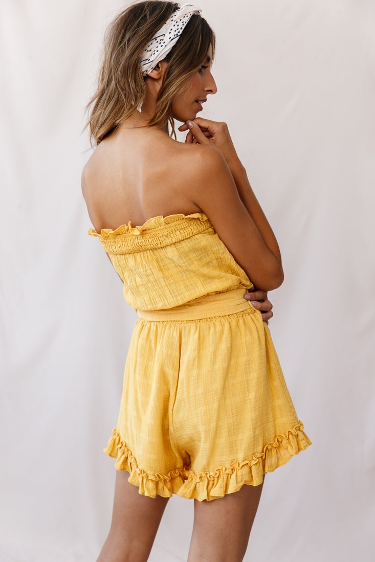 Yellow best sale strapless romper