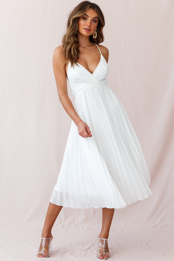 Pleated Front Criss Cross Back Strap Dress