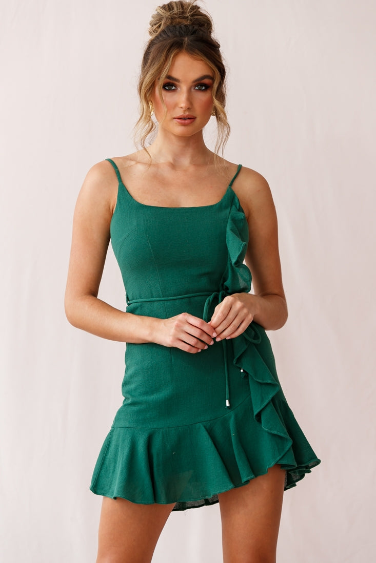 Forest green flowy on sale dress