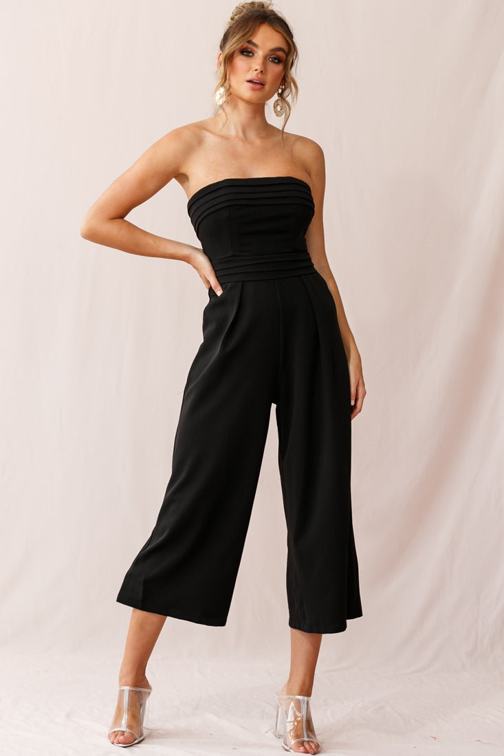 Shop the Chosen Strapless Wide Leg Jumpsuit Black