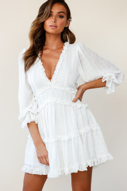 Shop the Laney Cutout Back Balloon Sleeve Dress White | Selfie Leslie