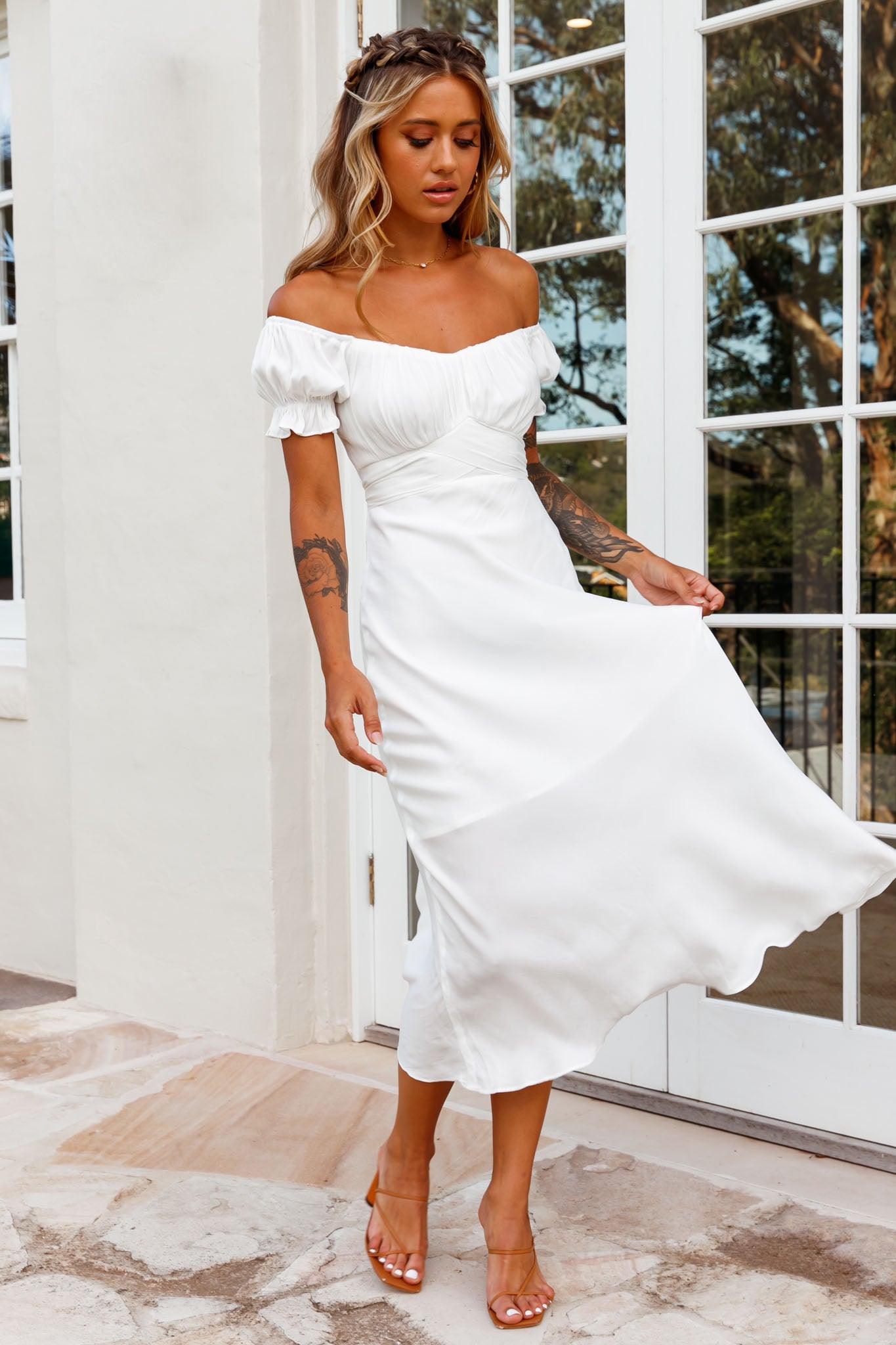 White Midi Dress, Shirt Dress, Wedding Guest Dress, Fit and Flare Dress,  Bridesmaid Dress, Button Front Dress, Custom Party Dress 3376 