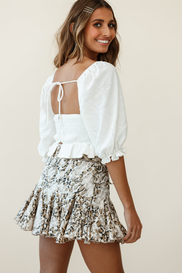 Shop the Sweet Dreams Puff Sleeve Bow Detail Crop Top White | Selfie Leslie