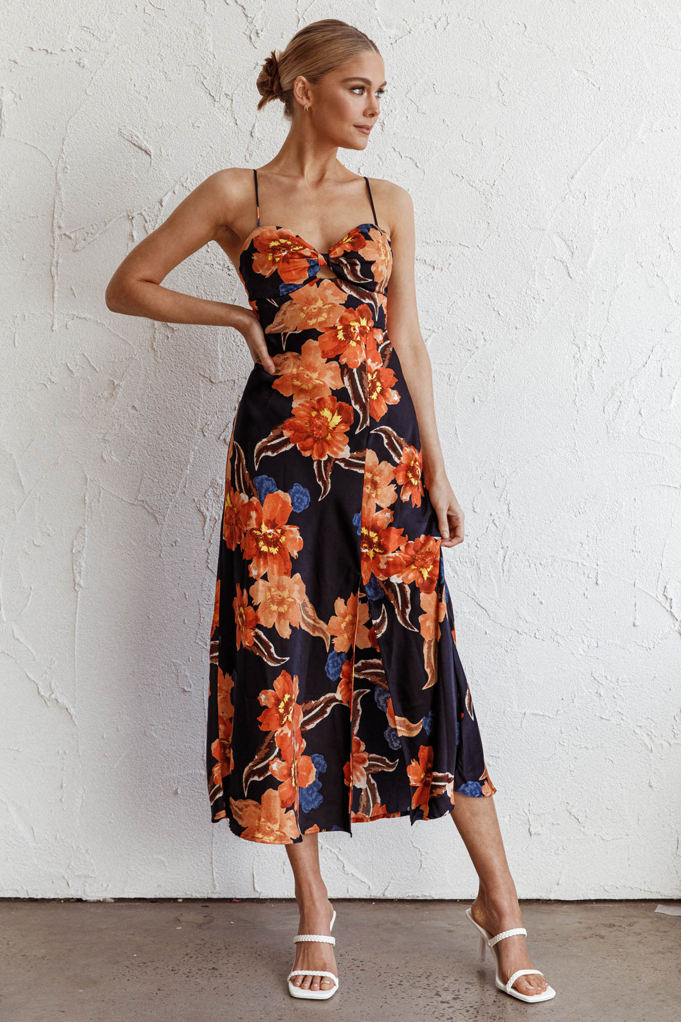 Shop the Missoula Cami Strap Padded Bust Midi Dress Floral Print