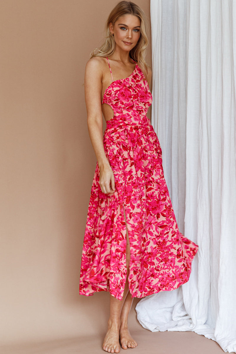 Shop the Destination Open Back Midi Dress Floral Pink | Selfie Leslie