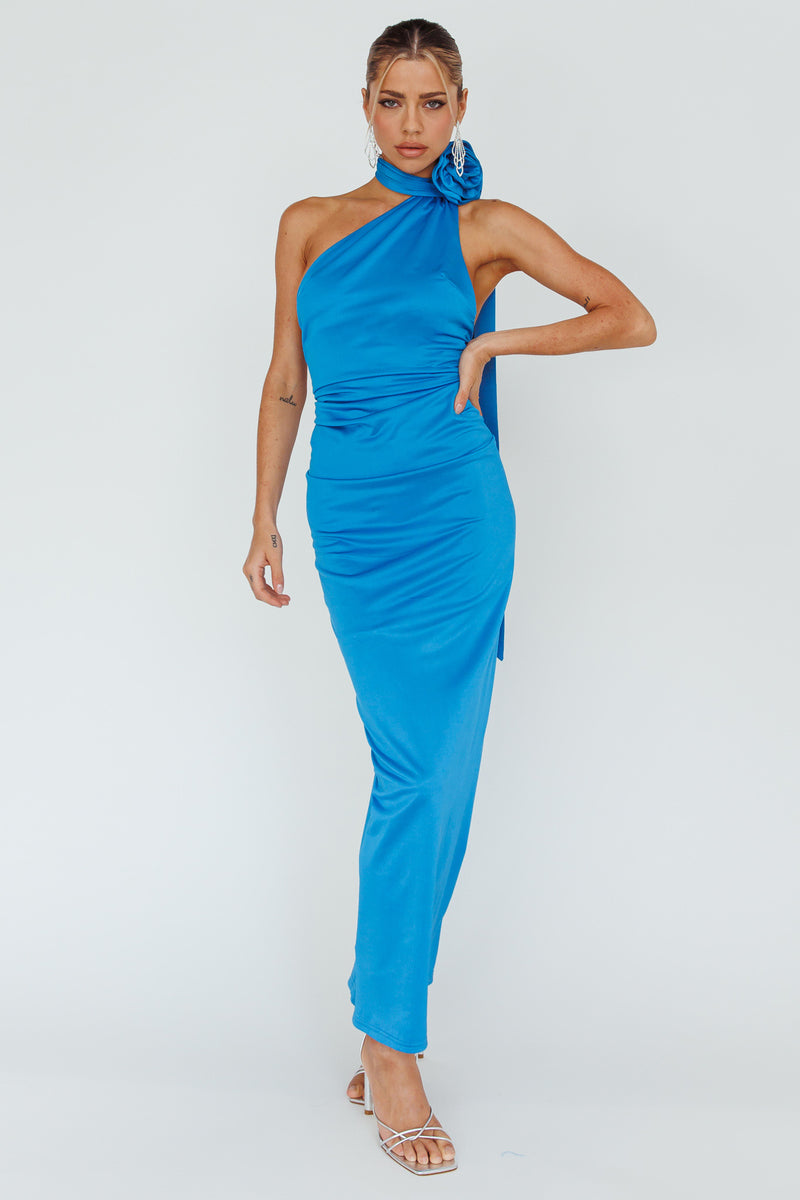 Shop the Amora Rose Halterneck Maxi Dress Blue | Selfie Leslie