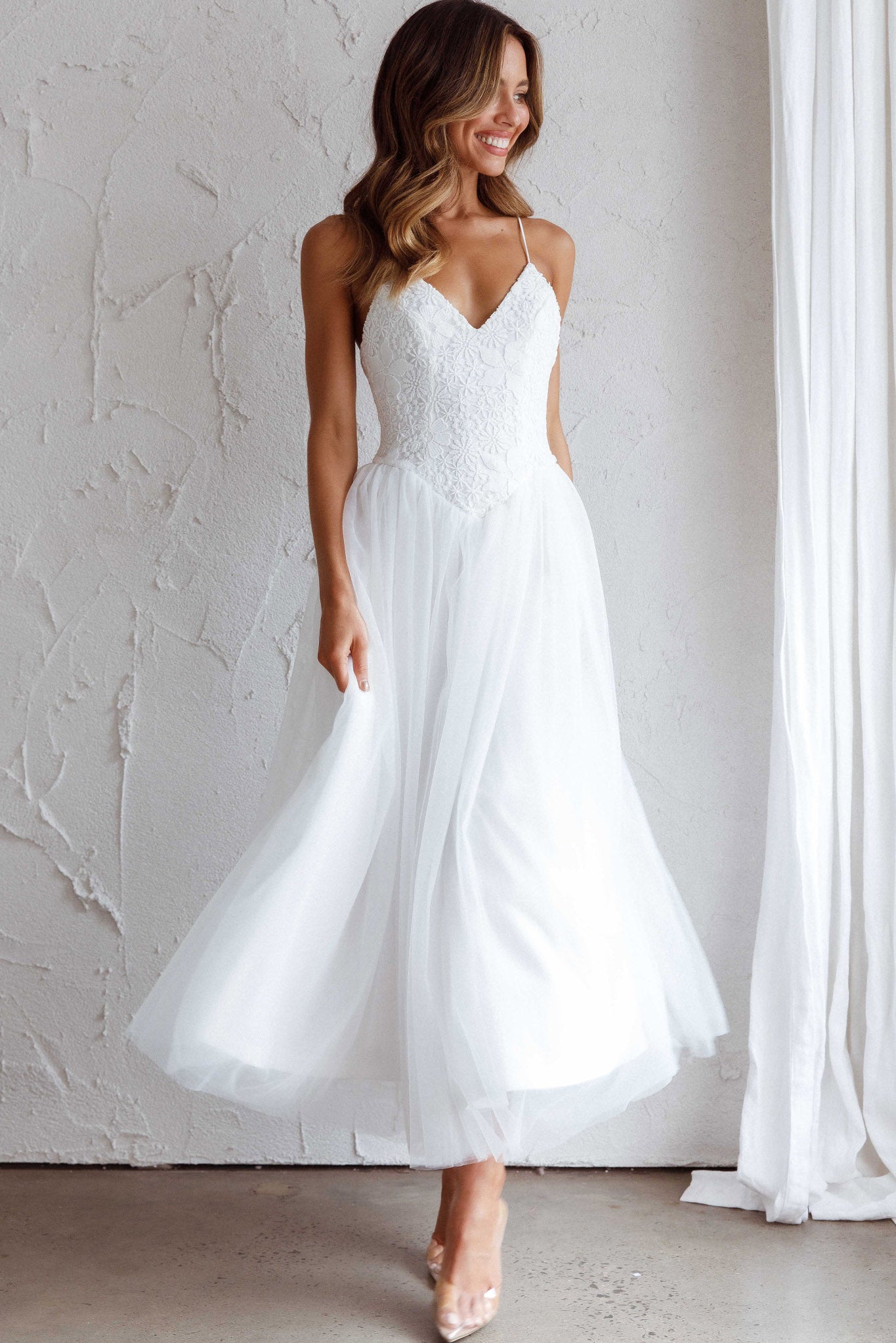 White bridal midi outlet dress