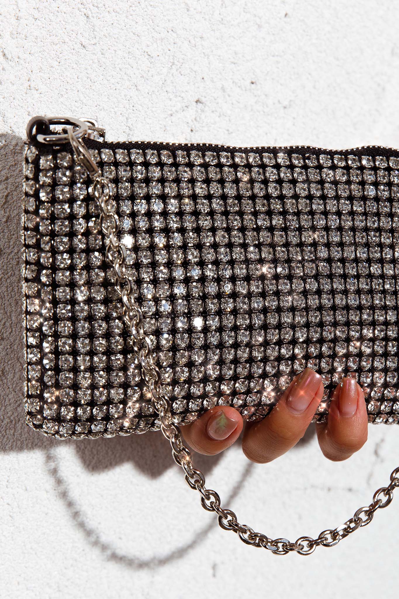 Shop the Tilly Crystal Mini Bag Silver | Selfie Leslie