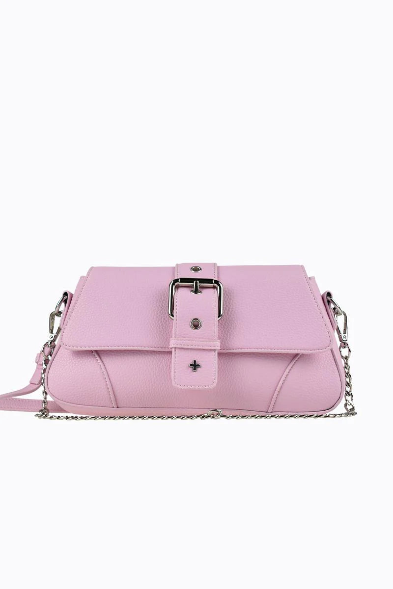 Shop the Peta And Jain Maddy Buckle Shoulder Bag Chain Pink | Selfie Leslie