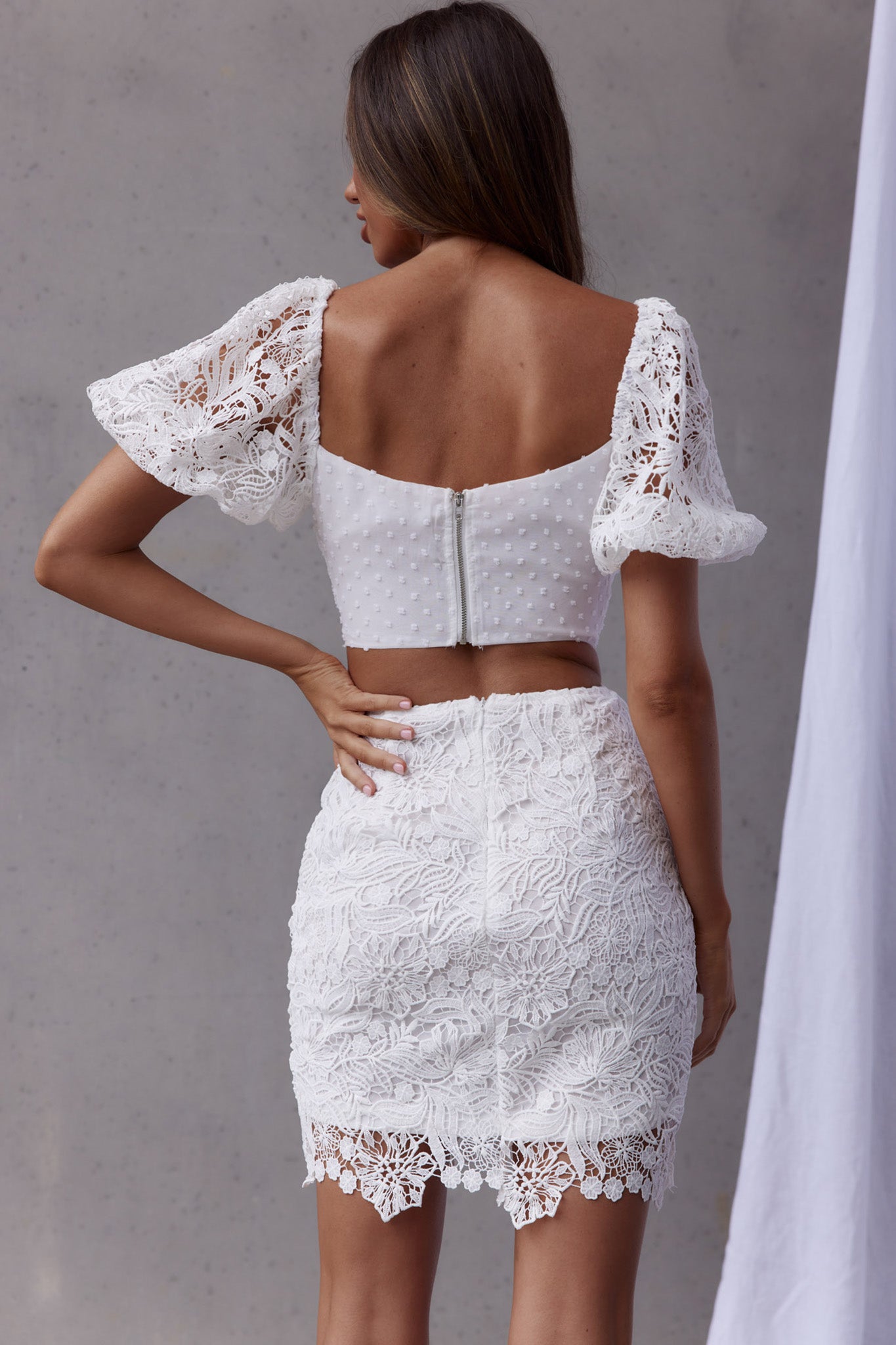 Two Piece White Lace Dress