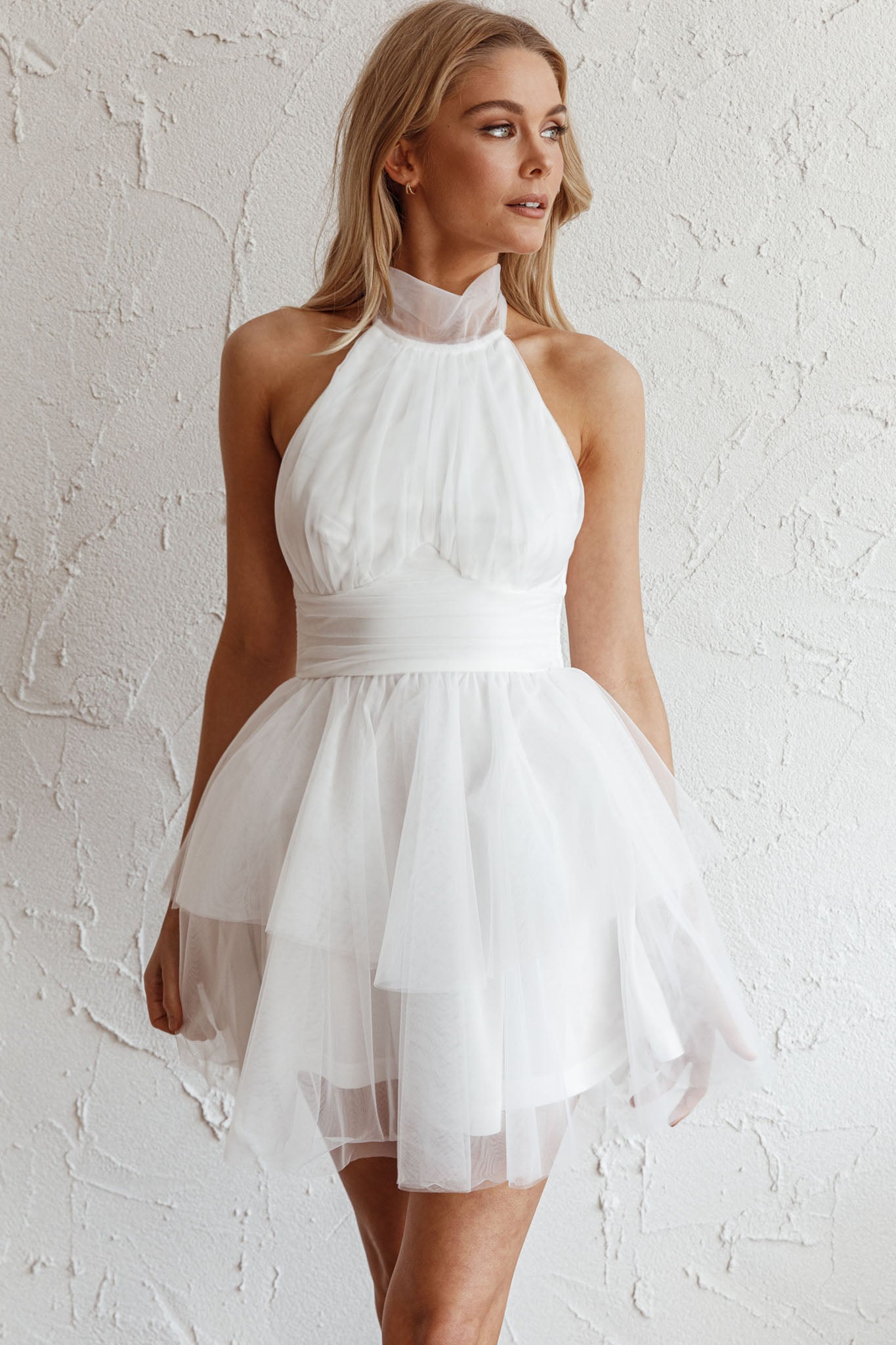  White Halter Dress