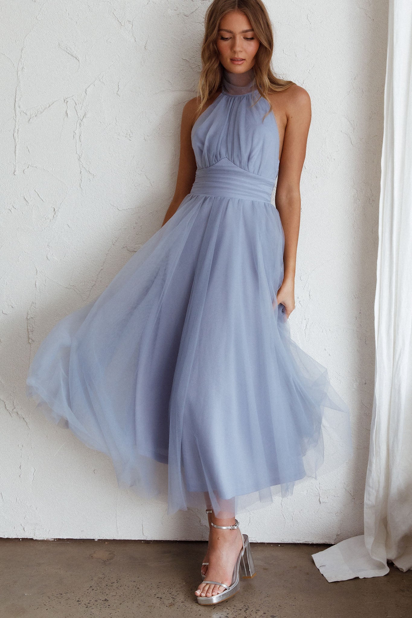 Aeropostale Grey Tulle Midi Dress