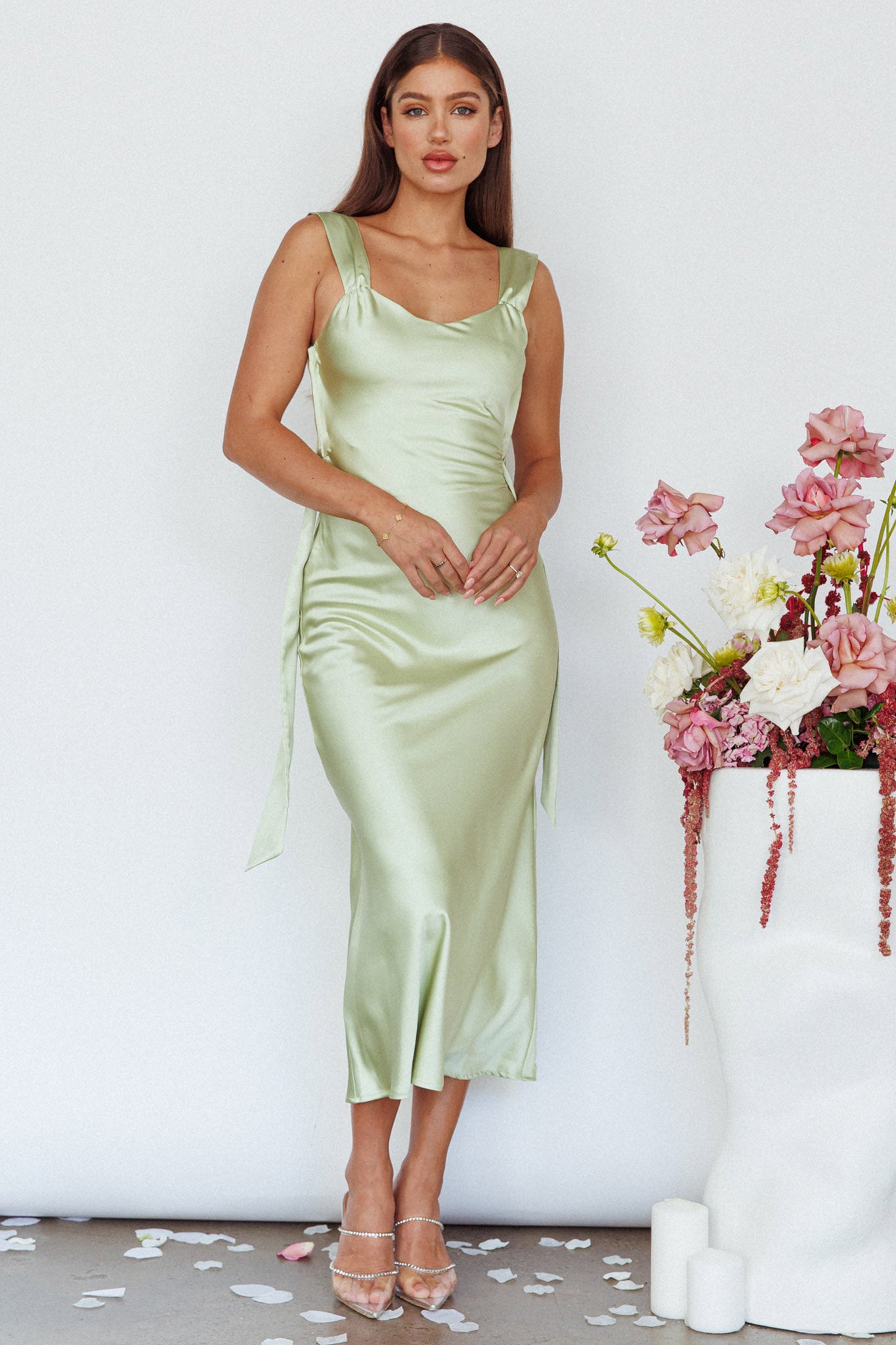 Shop The Amielle Open Back Midi Dress Mint Selfie Leslie