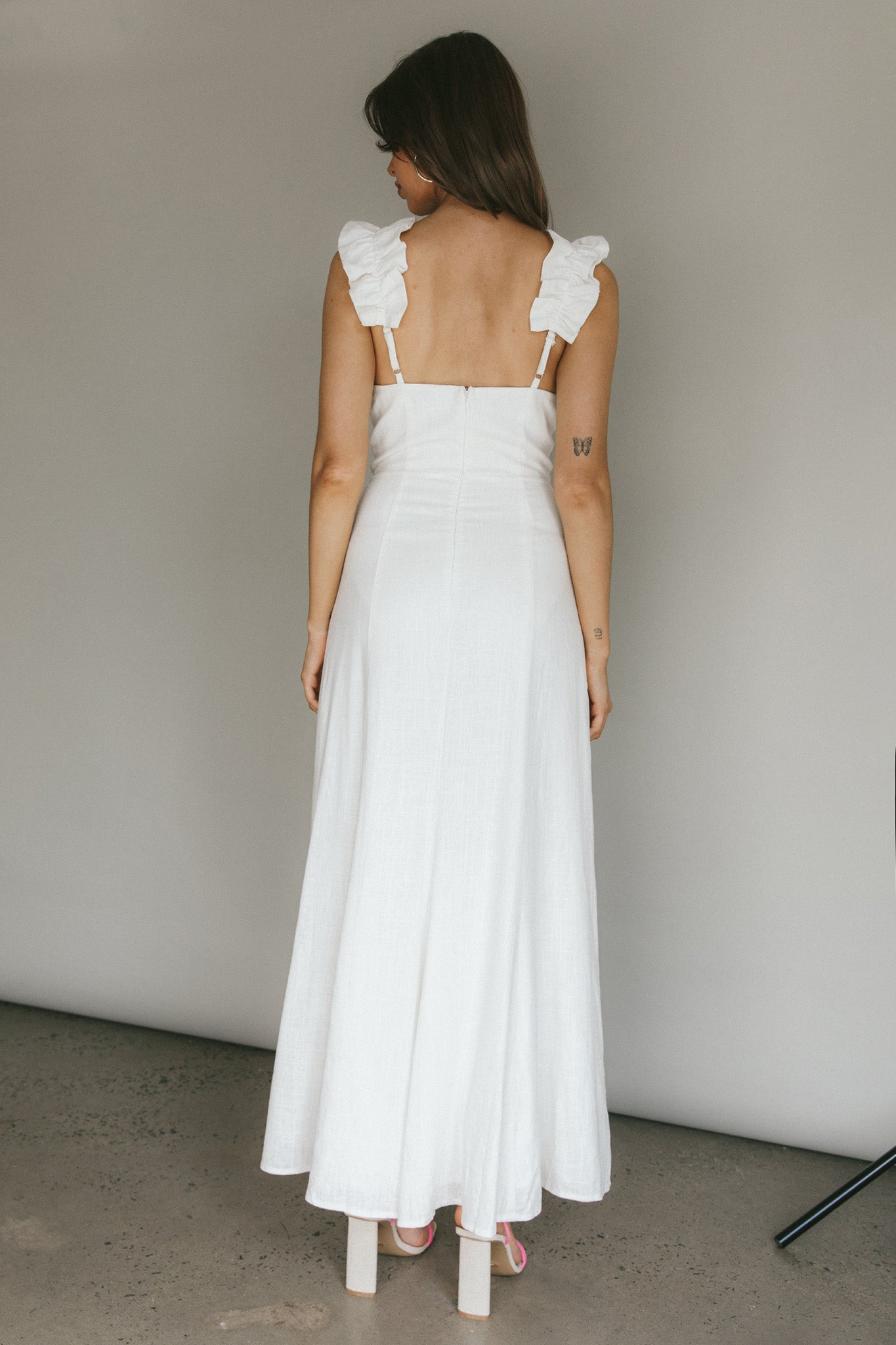 Ruffle strap midi dress sales