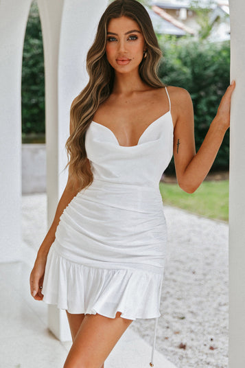 Shop the With Love Cowl Neck Mini Dress White | Selfie Leslie