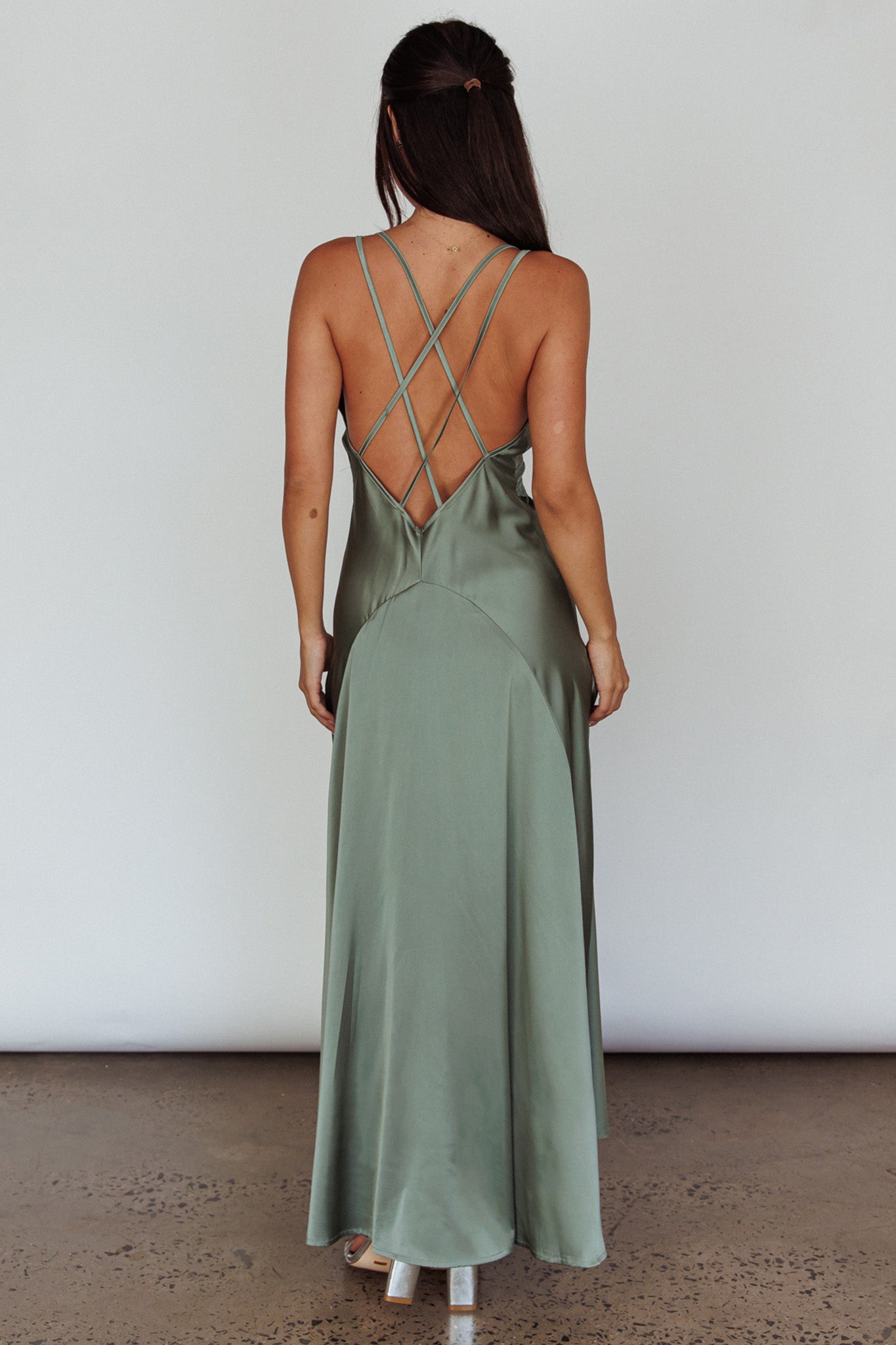 Shop the Signature Lace Trim Midi Dress Sage | Selfie Leslie