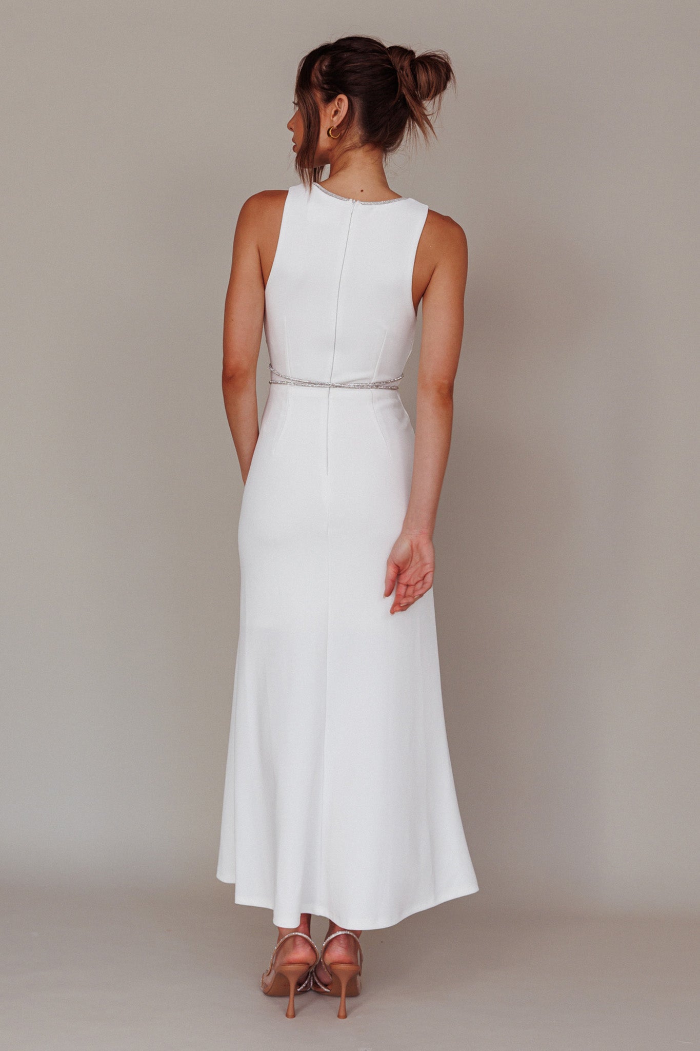 Shop the Del Sol Diamante Rope Maxi Dress White Selfie Leslie