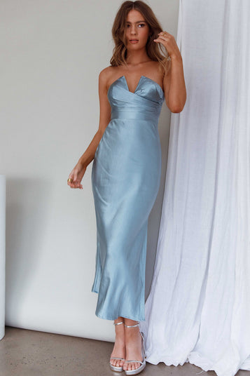 Shop the Ma Jolie Strapless Midi Dress Blue | Selfie Leslie