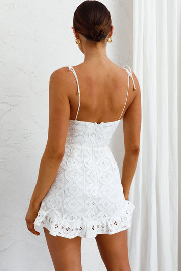 Shop the Kenzie Tied Shoulder Lace Dress White | Selfie Leslie