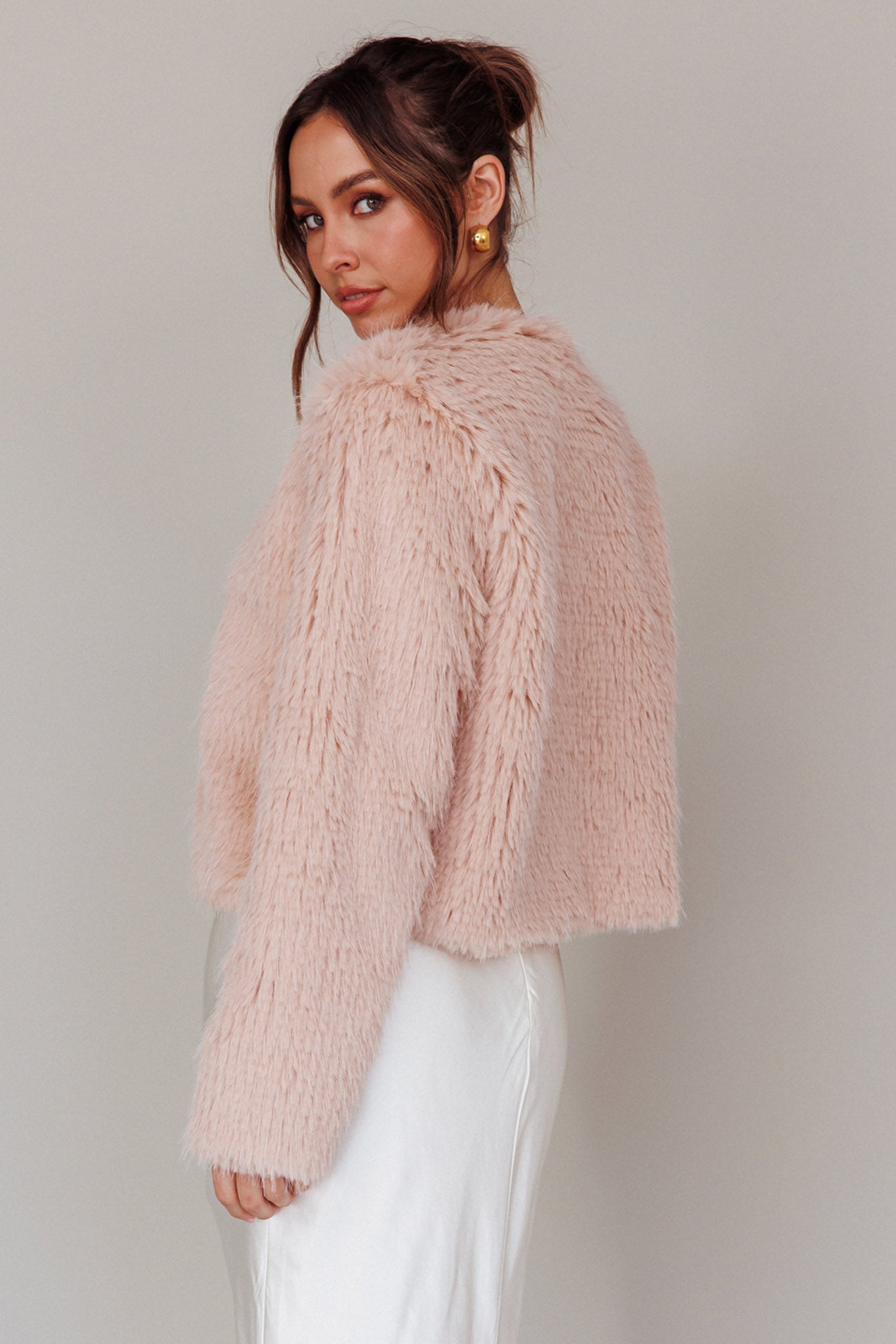 Faux fur sales jacket blush