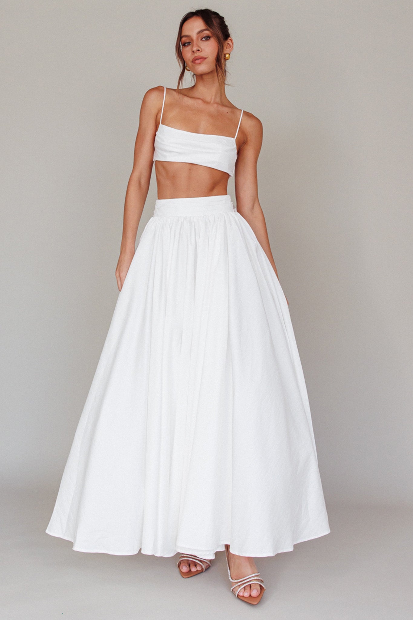 Shop the Love Songs Tied Back Maxi Skirt White | Selfie Leslie