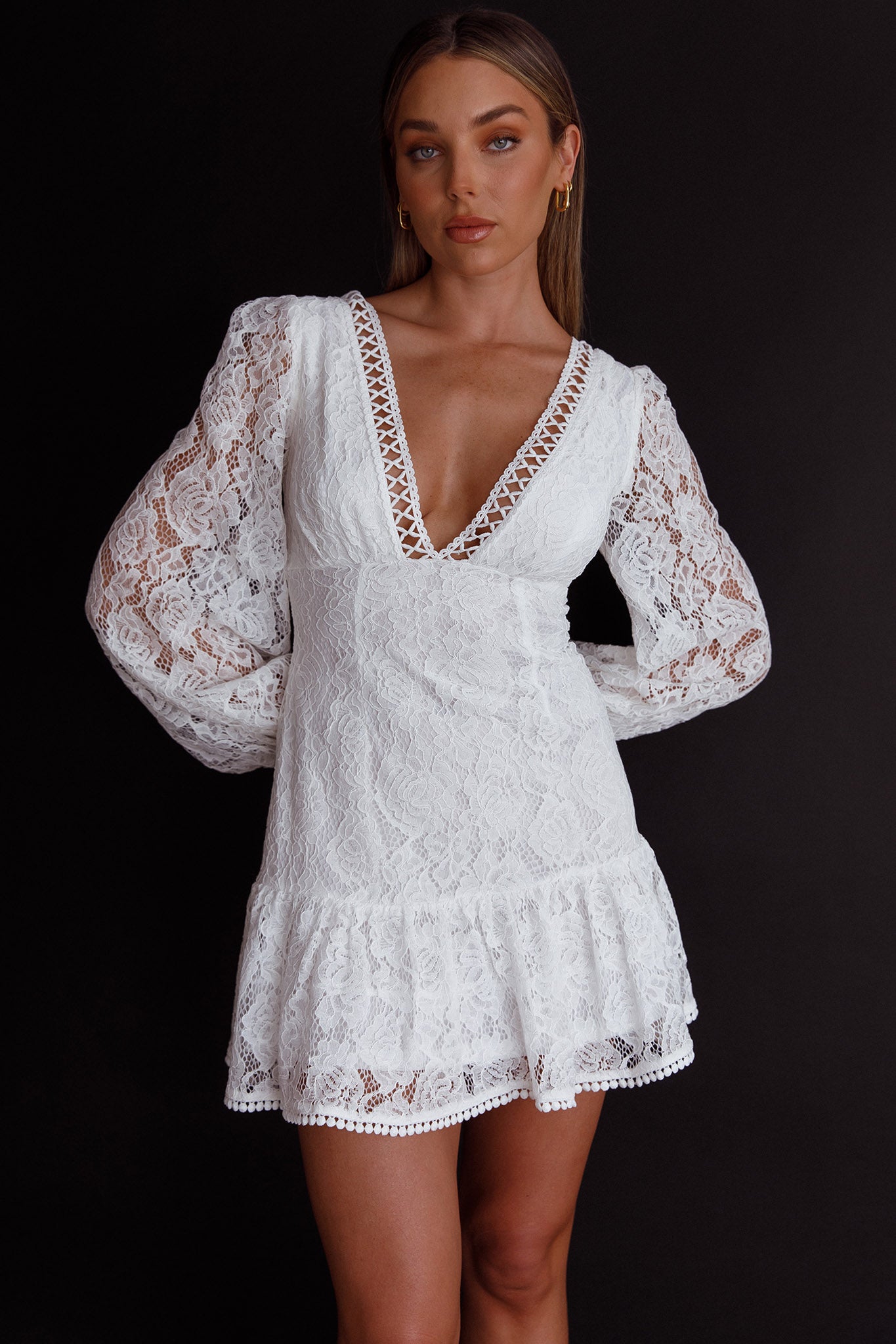 Shop the Summer Wine Long Sleeve Lace Dress White | Selfie Leslie