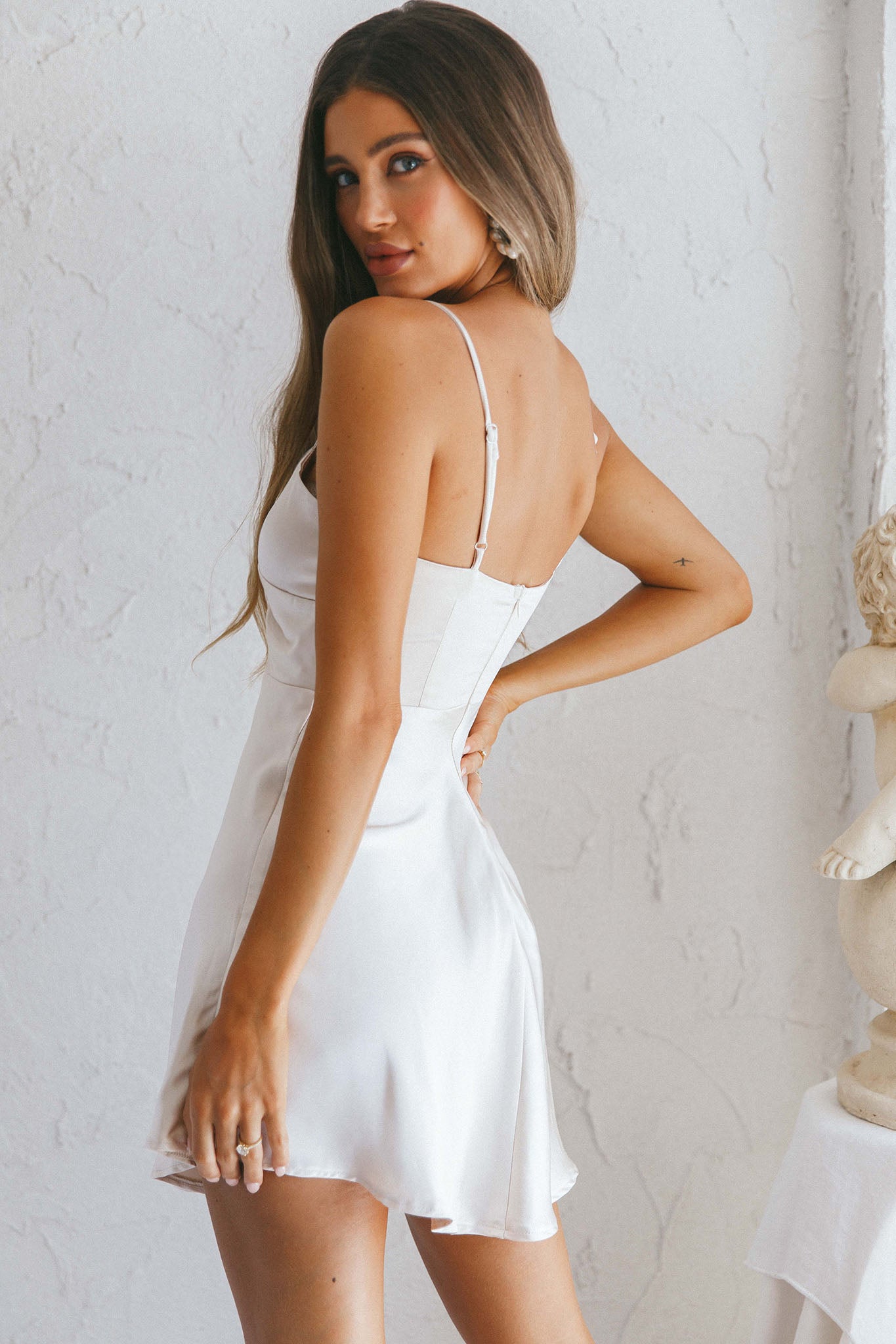 White Mini Dress - Satin Mini Dress - Twist-Front Dress - Lulus