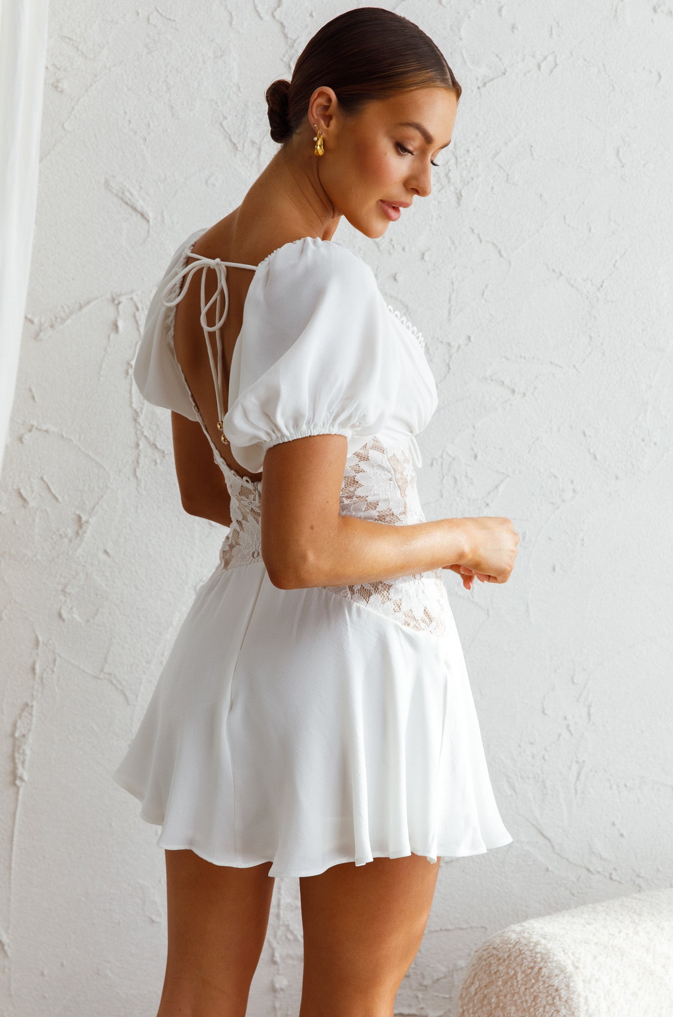 Mimilù lace-appliqué short-sleeve dress - White