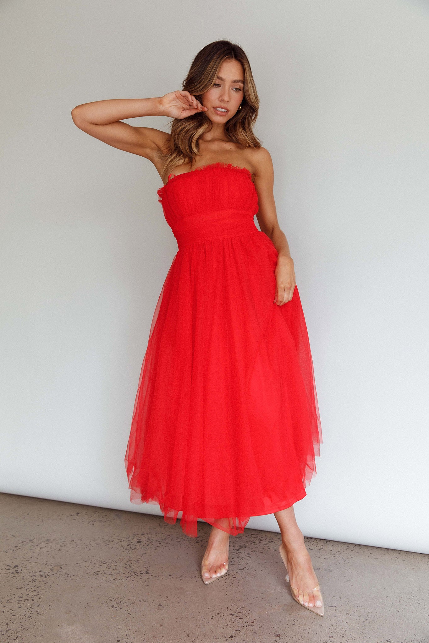 Red Strapless BCBG Dress