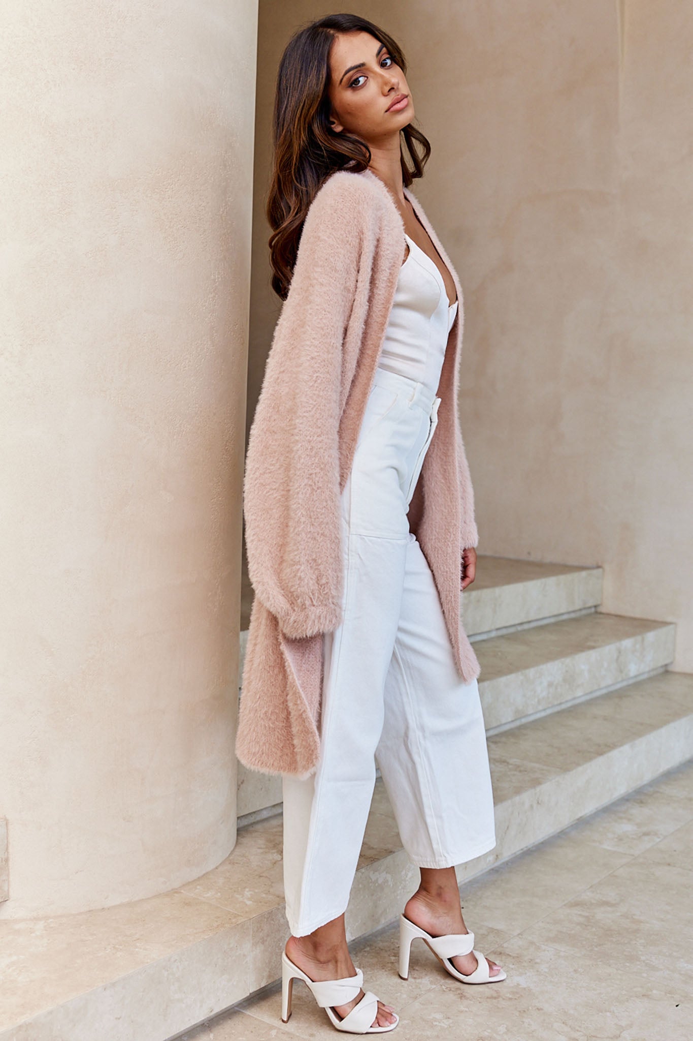 Blush pink shop duster cardigan