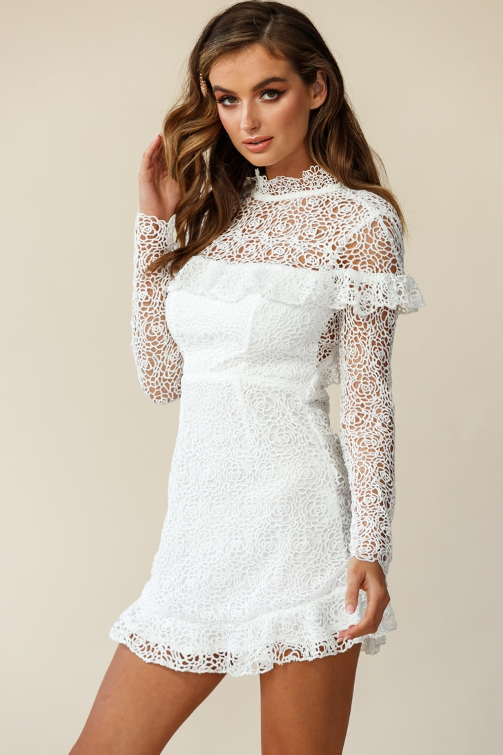 Shop the Banks Open Back Lace Overlay Dress White | Selfie Leslie