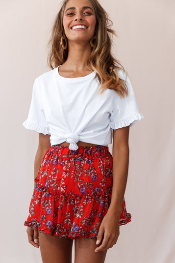 Shop the Alexi Mini Skirt Floral And Vine Print Red | Selfie Leslie