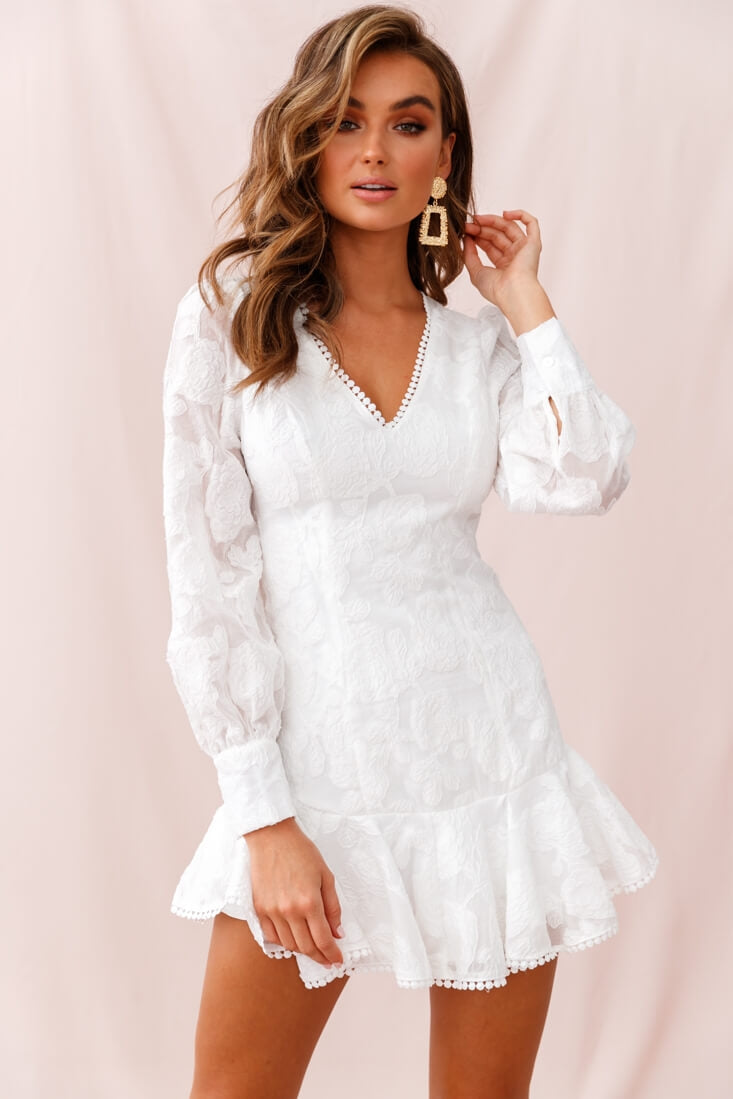 Shop the Camellia Open Back Cuff Sleeve Dress White | Selfie Leslie
