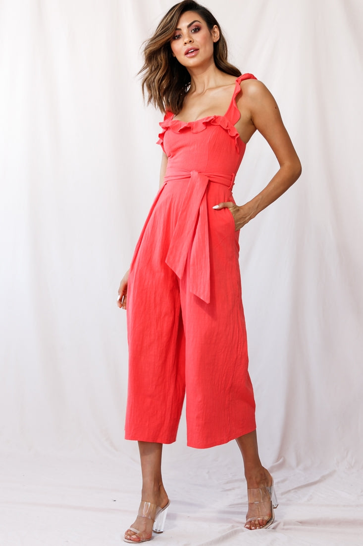ASOS Ruffle Jumpsuit with Culotte Leg