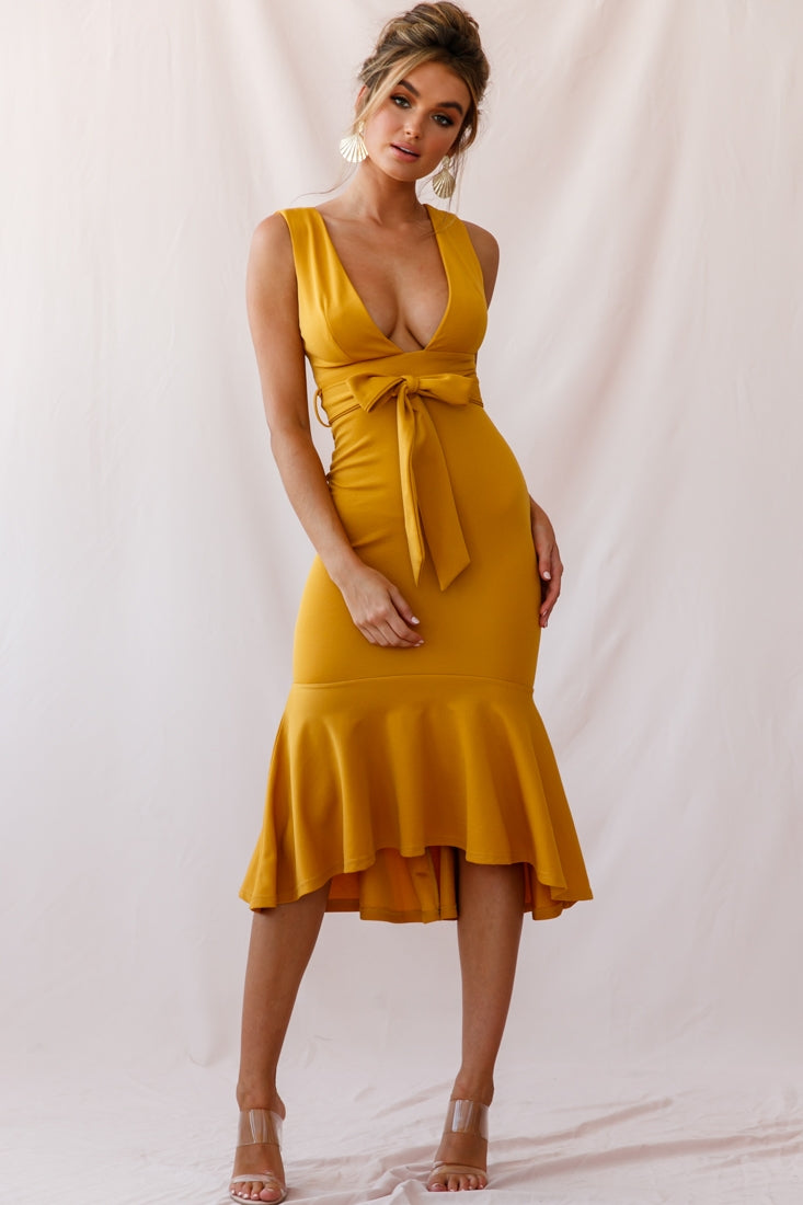 Yellow flounce dress new arrivals