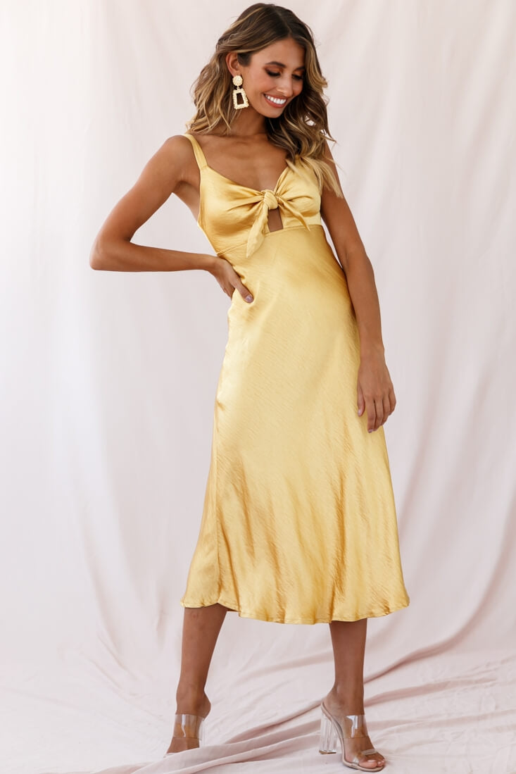 Mustard yellow midi dress best sale