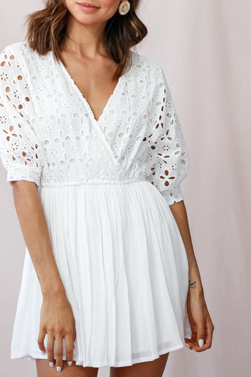 Shop the Indi Broderie Anglaise Swing Dress White | Selfie Leslie