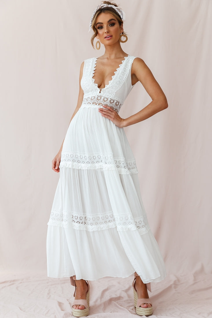 Shop The Faith Embroidered Details Maxi Dress Ivory 