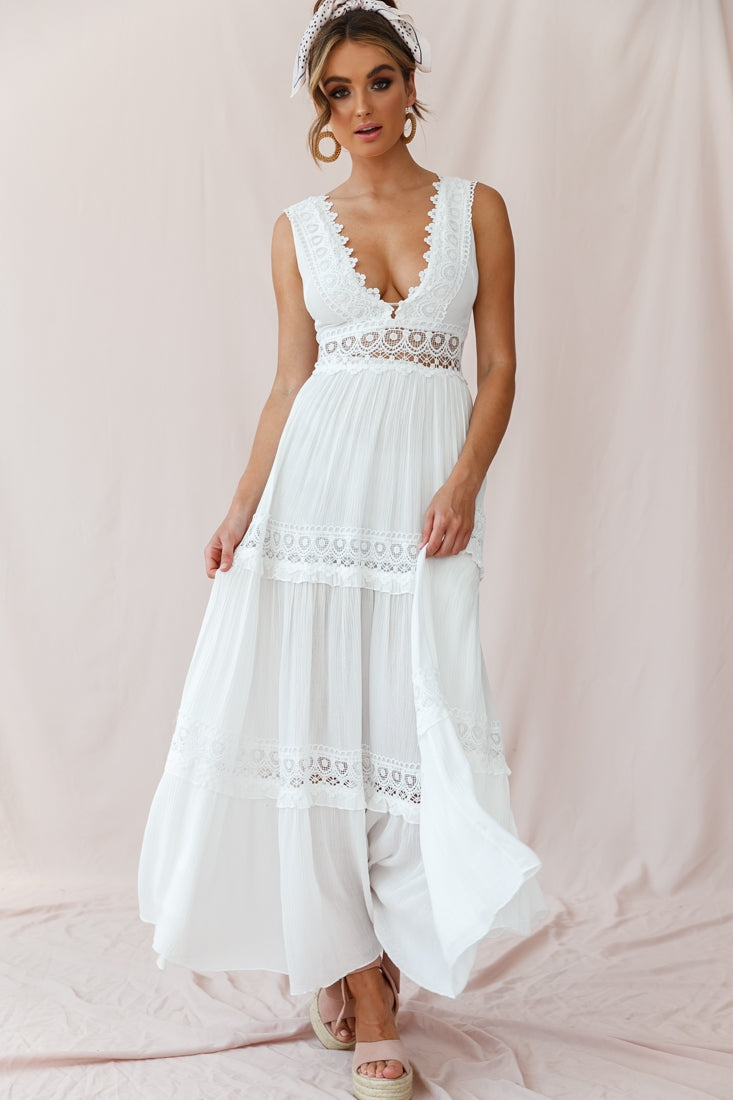 Shop the Faith Embroidered Details Maxi Dress Ivory | Selfie Leslie