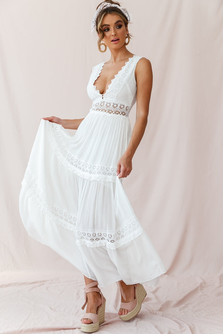 Shop the Faith Embroidered Details Maxi Dress Ivory | Selfie Leslie