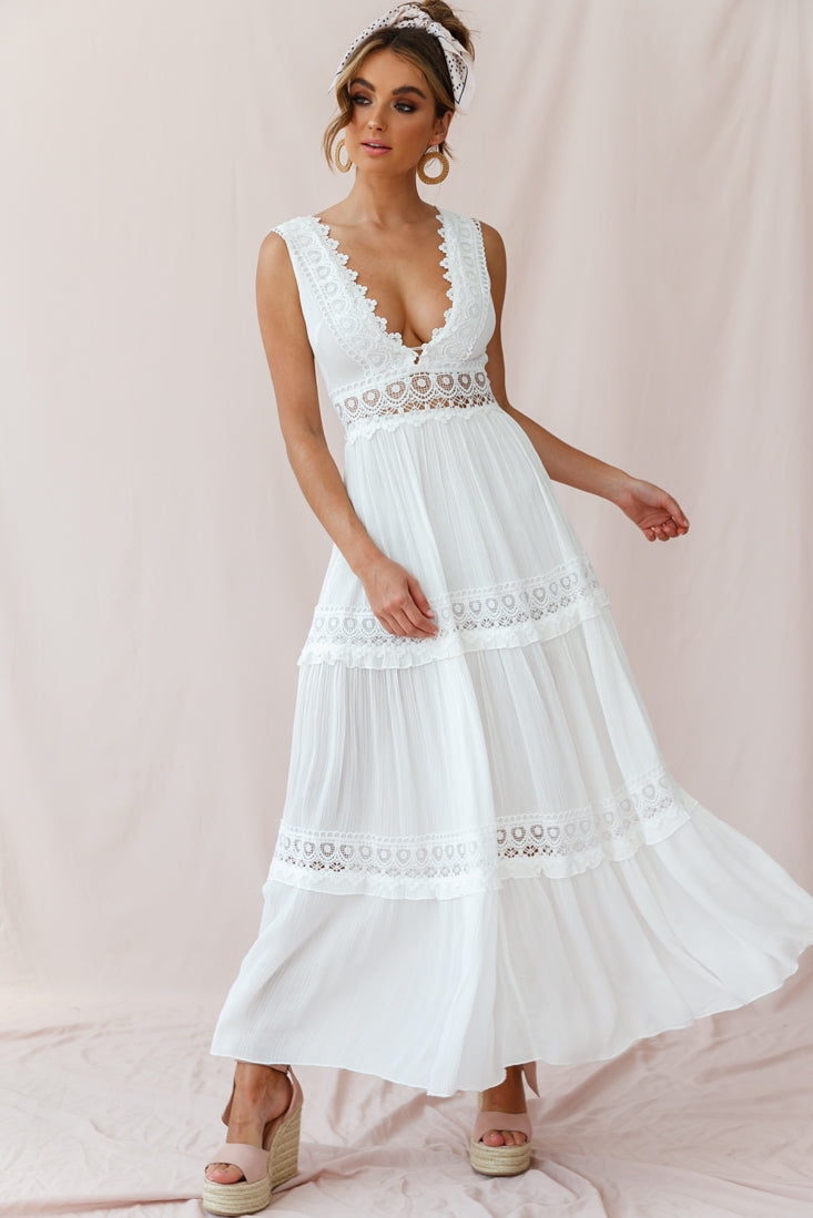 Shop the Faith Embroidered Details Maxi Dress Ivory | Selfie Leslie