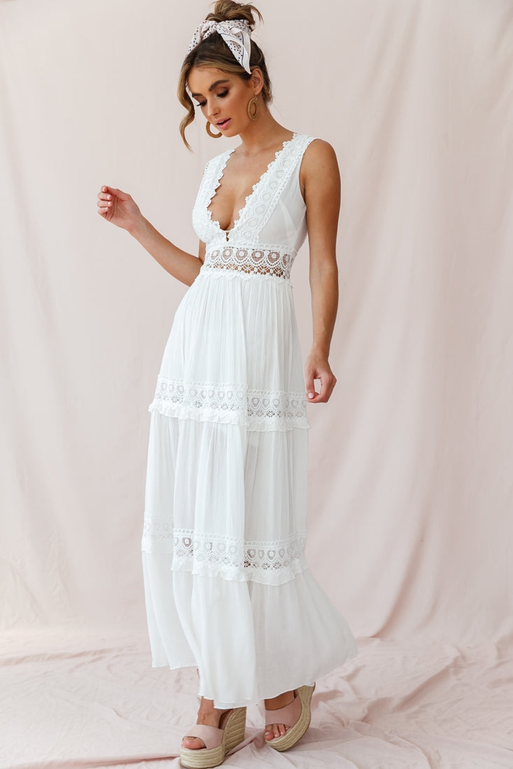 Shop the Faith Embroidered Details Maxi Dress Ivory | Selfie Leslie