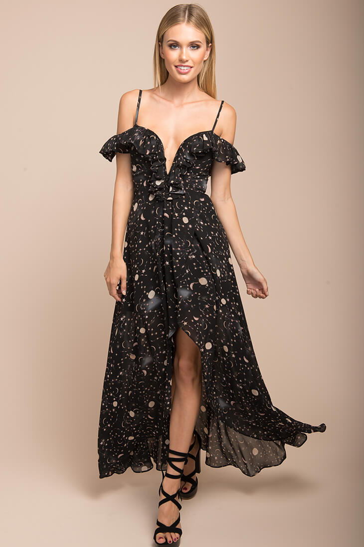 Shop the Celeste Star Print Maxi Dress Selfie Leslie